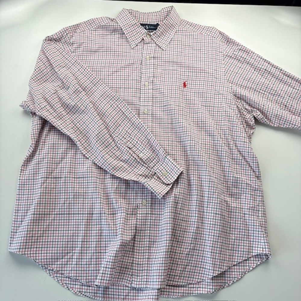 Ralph Lauren Men's Classic Fit‎ Plaid Button Down Shirt Red Blue XXL